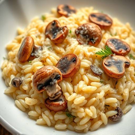 Mushroom Risotto with Arborio rice and parmesan cheese