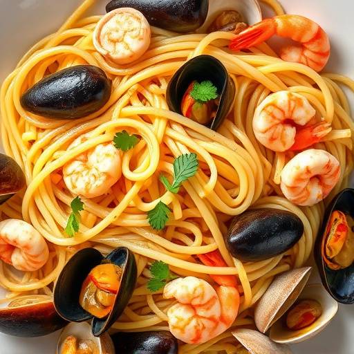 Seafood Pasta with mussels, clams, and shrimp